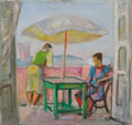 Sul terrazzo, sd 1977-’78, olio su tela, Napoli, collezione privata